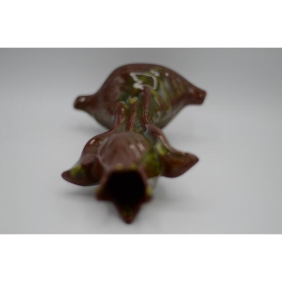 Vintage 1950s Tulip Vase with Variegated Brown and Dark Green Glaze - Picture 3 of 16